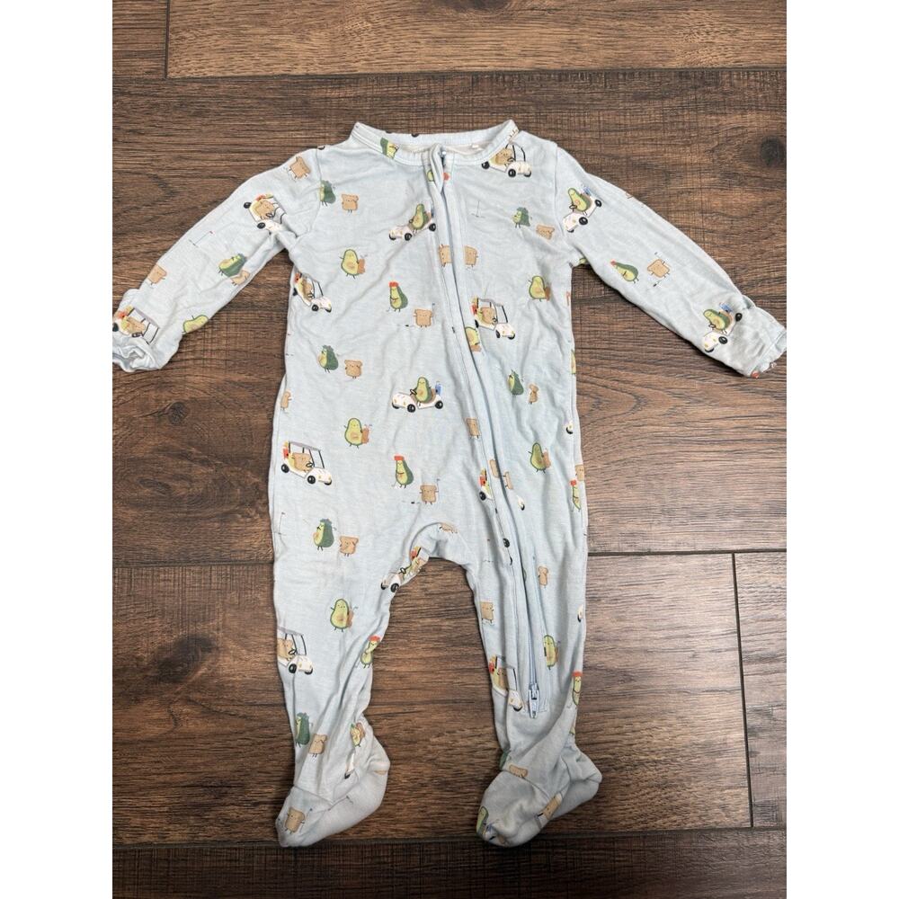 Angel Dear Avocado Toast Zipper Footie Pajamas Baby Sleeper 3-6 Months Bamboo